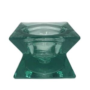 Aqua Glass Decorative Candle Holder Heavy Glass